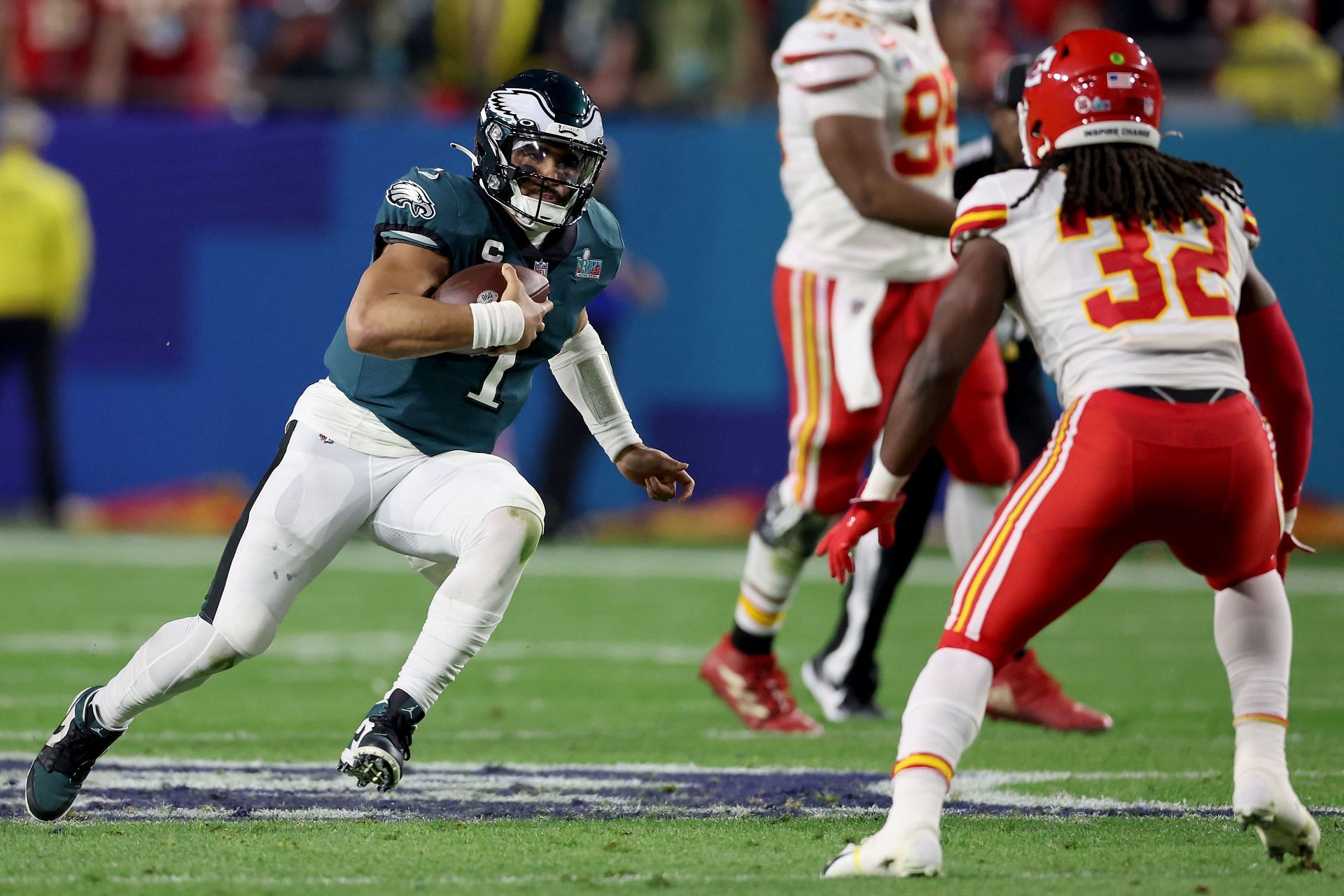 Jalen Hurts during Super Bowl LVII - Kansas City Chiefs v Philadelphia Eagles