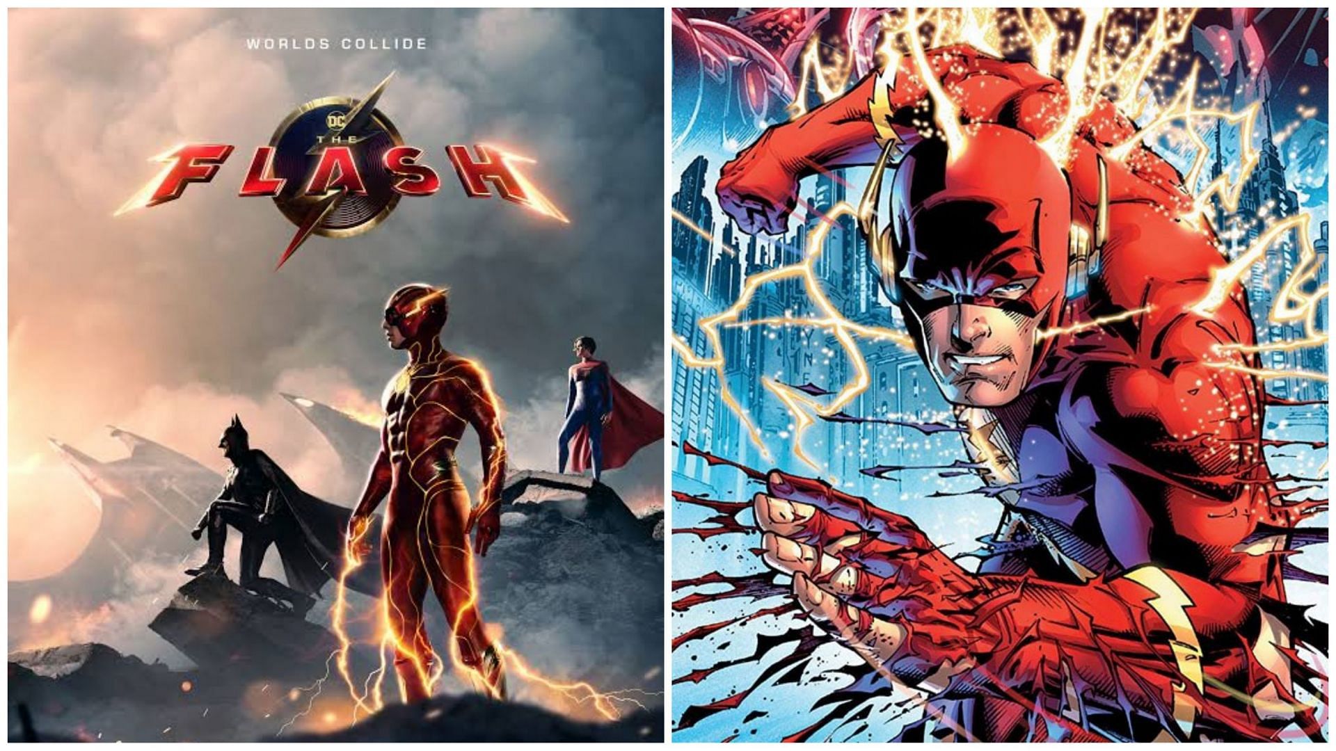 Poster for The Flash and Flashpoint (Images via Warner Bros Pictures and DC Comics)