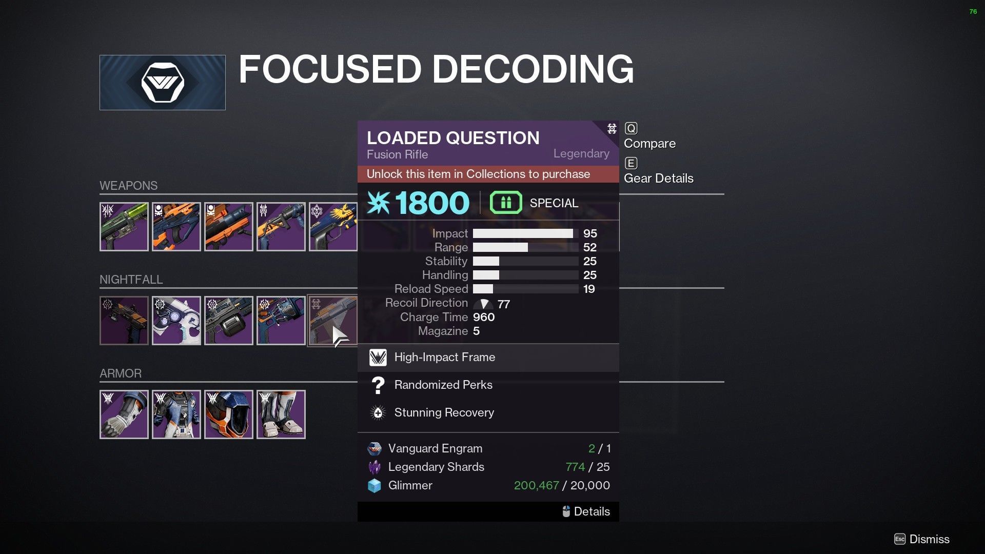 Focused Decoding page (Image via Destiny 2)