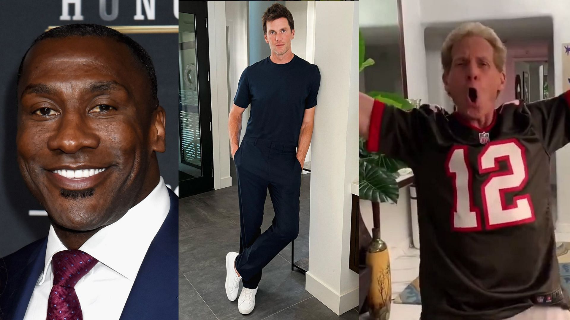 Fans think that Shannon Sharpe (L) leaving is due to debate with Skip Bayless (R) over Tom Brady (C)