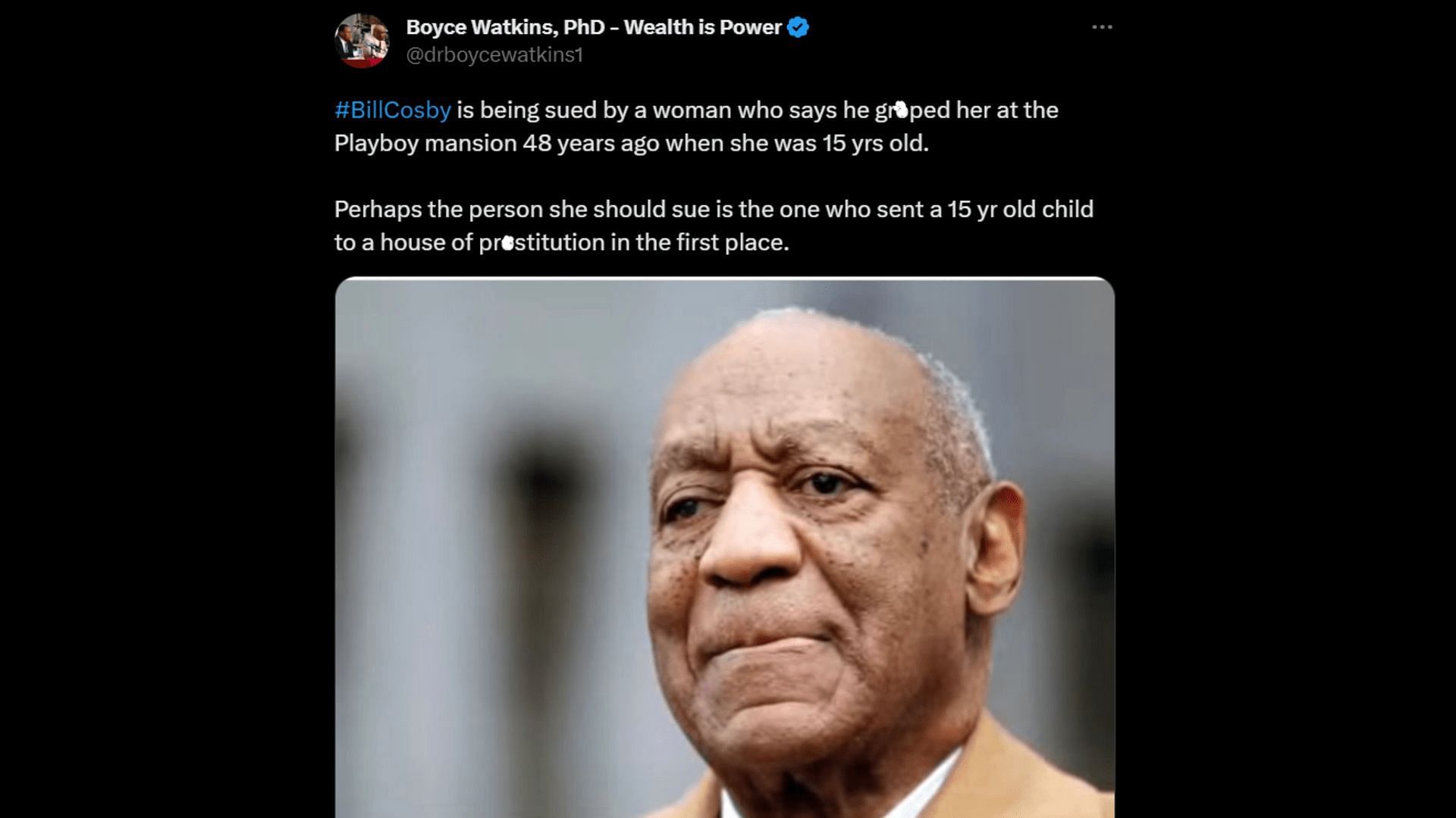 Netizens react to the accusation against Cosby (Image via Twitter/Boyce Watkins, PhD - Wealth is Power)