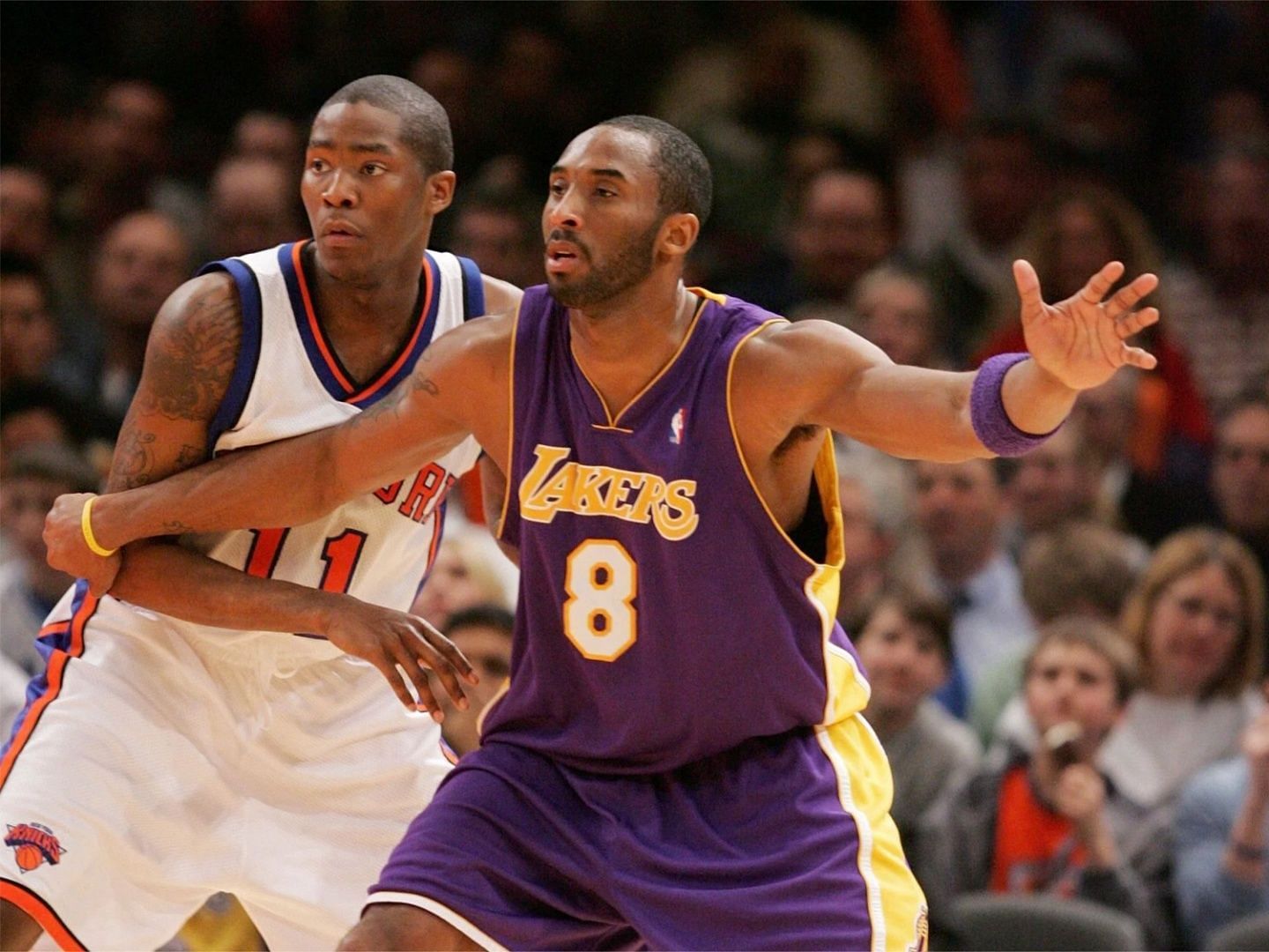 Jamal Crawford and Kobe Bryant during an NBA game. 