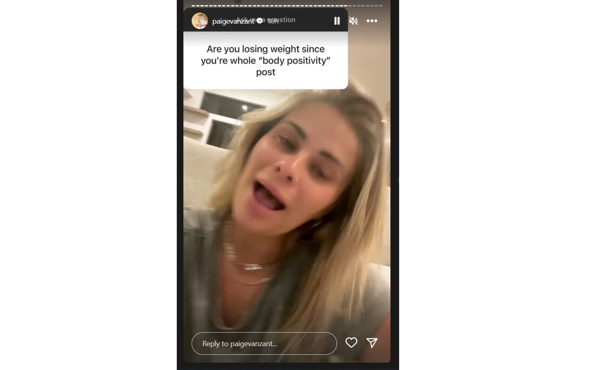 Screenshot of Paige VanZant&#039;s answer to a fan&#039;s question