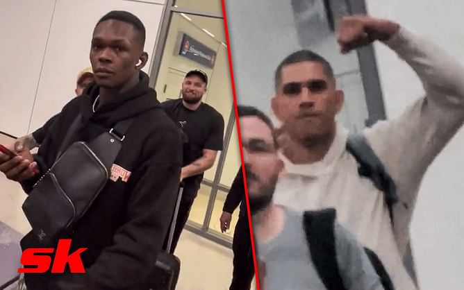 Israel Adesanya gave a crucial tip to "stone cold, no smile" Alex Pereira on fighting Jan Blachowicz during surprise airport encounter