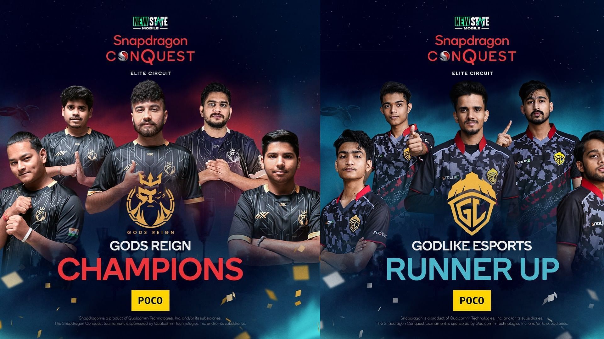 Gods Reign and GodLike ranked first and second in Snapdragon New State Elite Circuit 2023 (Image via Sportskeeda)