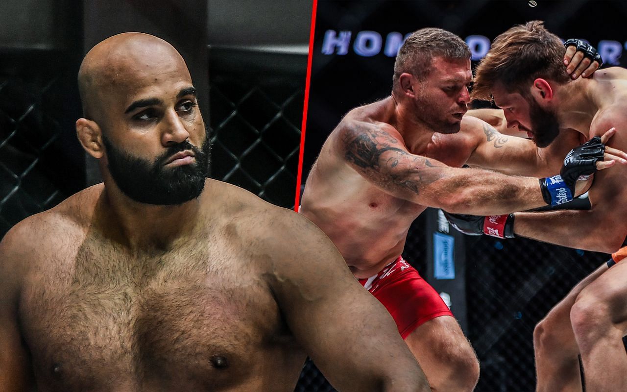 Arjan Bhullar (L) Anatoly Malykhin and Reinier de Ridder (R) | Photo by ONE Championship