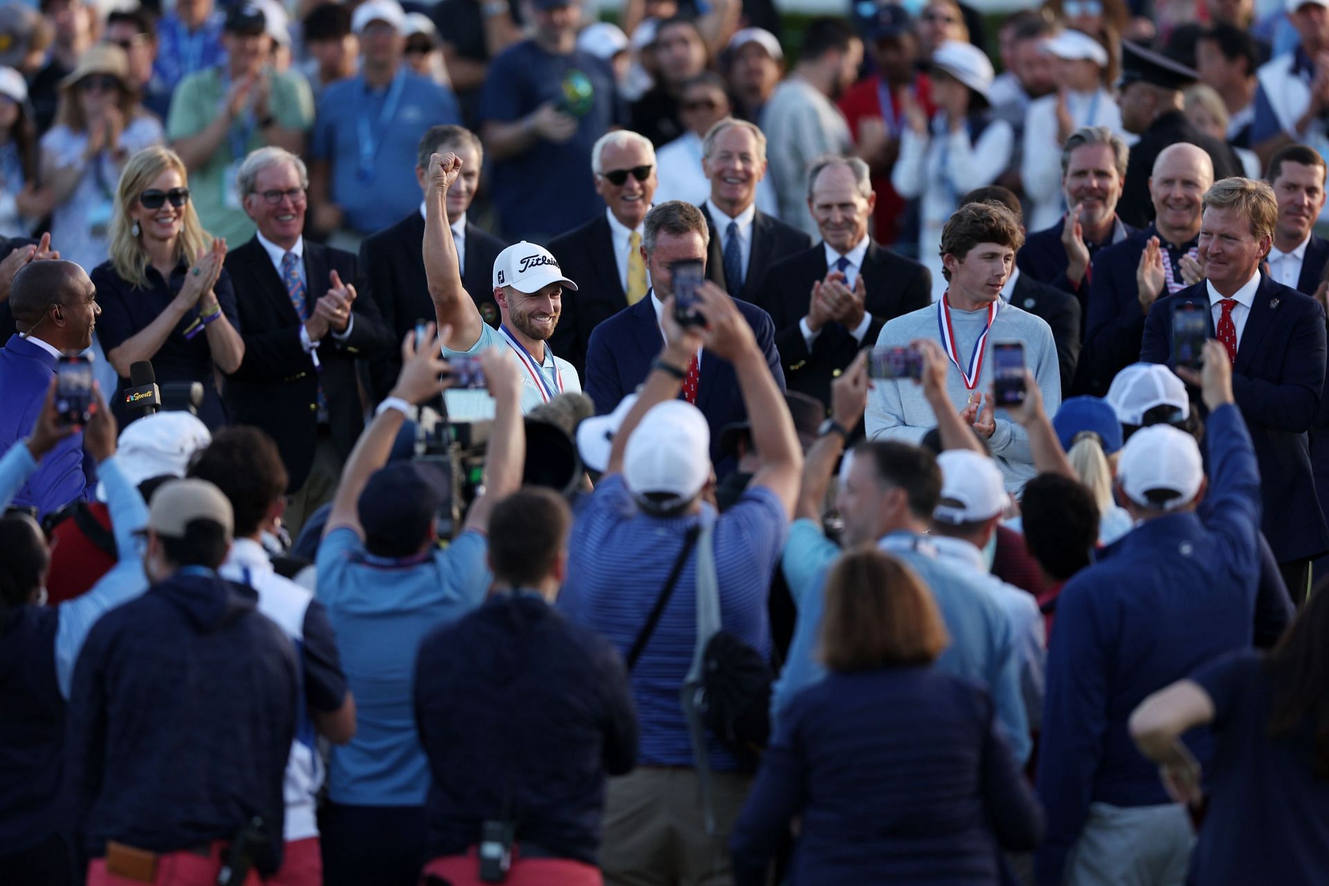 Wyndham Clark reacts after winning the 123rd US Open Championship