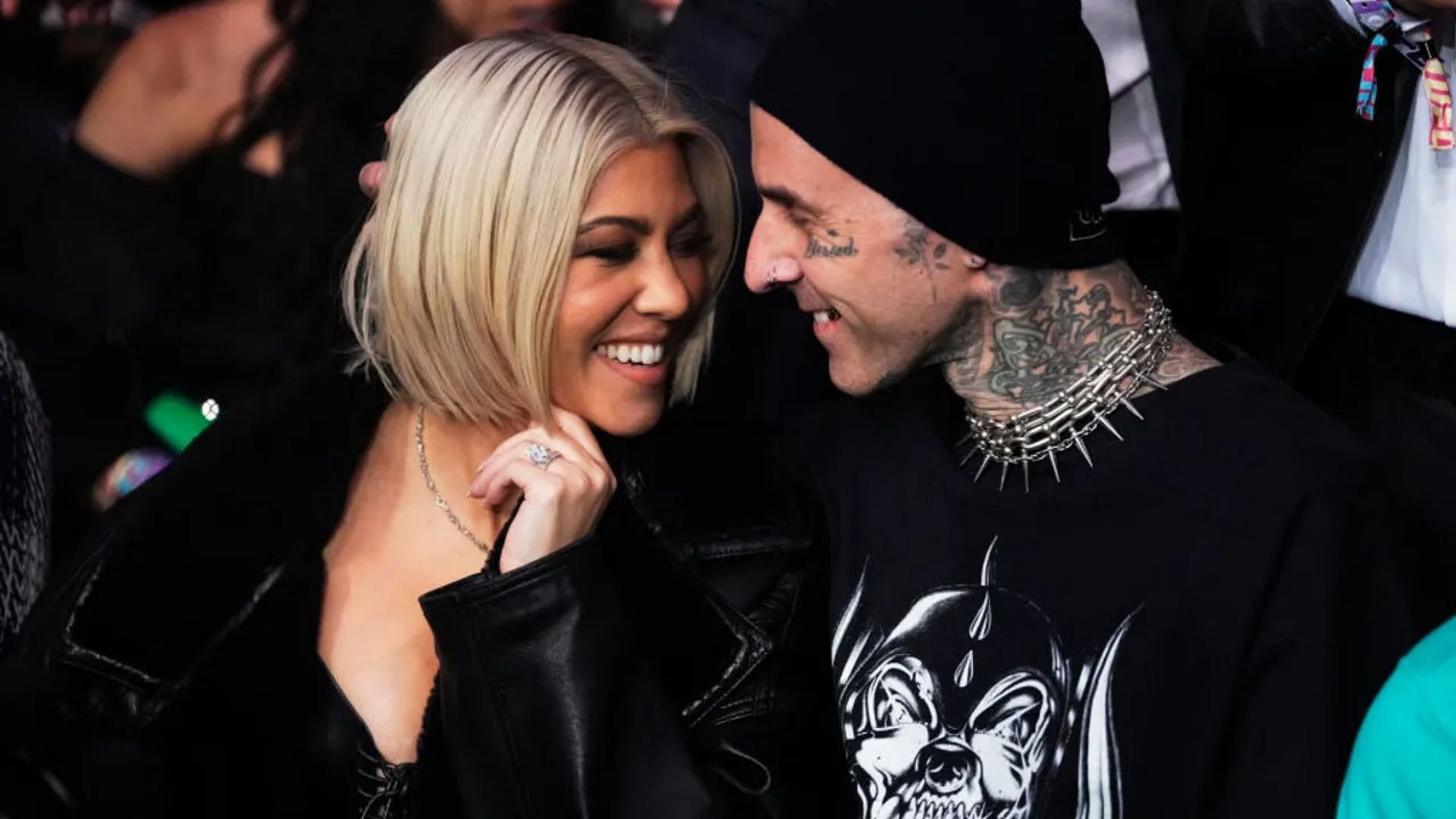 Kourtney Kardashian and Travis Barker. (Photo via Getty Images)