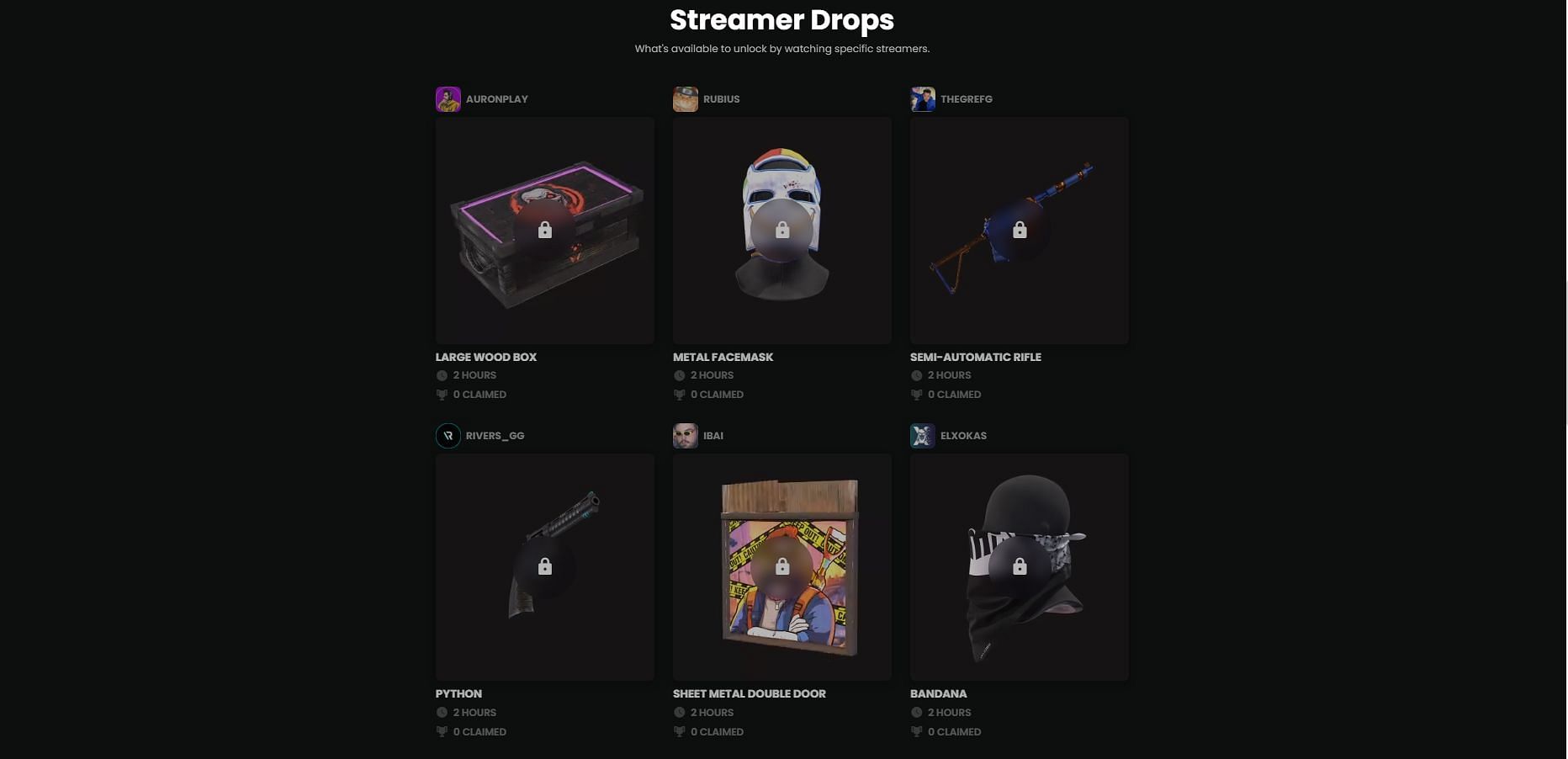 Streamer-specific drops (image via Facepunch Studios)