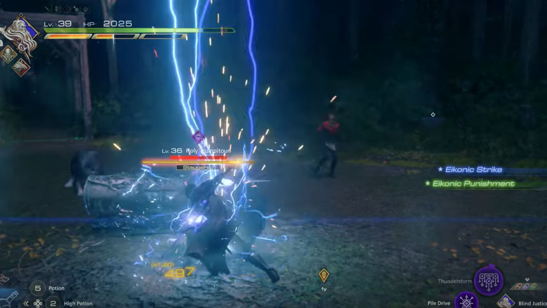 Ramuh Eikon&#039;s Thunderstorm ability (Image via Square Enix)