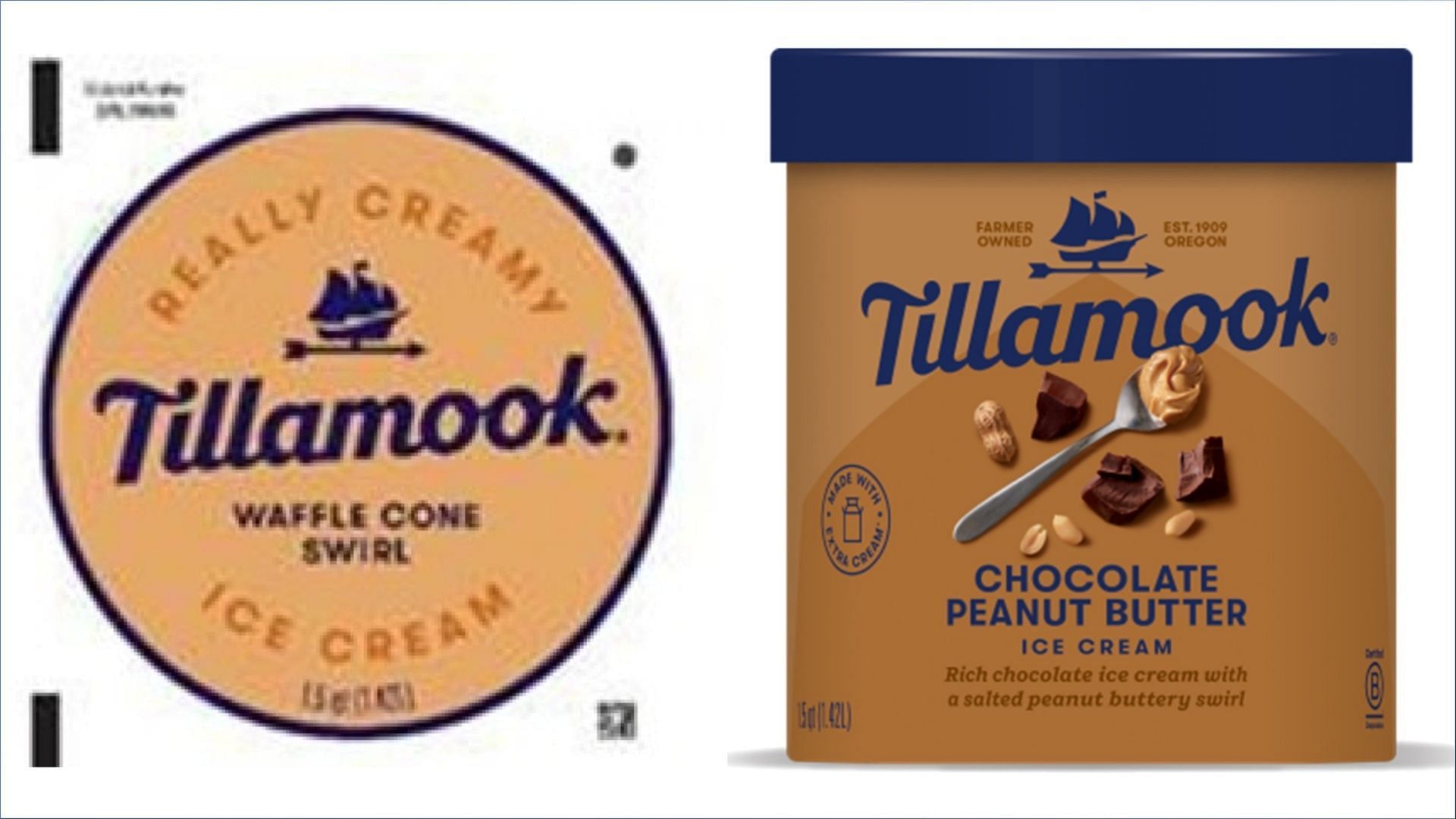 The recalled Tillamook Waffle Cone Swirl ice cream may contain undeclared wheat and soy allergens (Image via Food and Drug Administration)