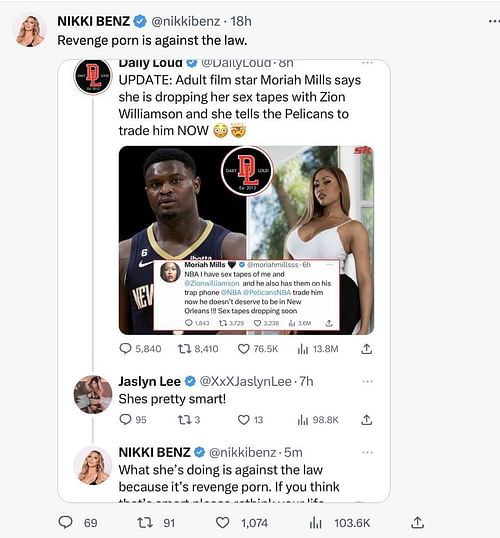 Nikki Benz schools Moriah Mills and her followers over revenge p*rn