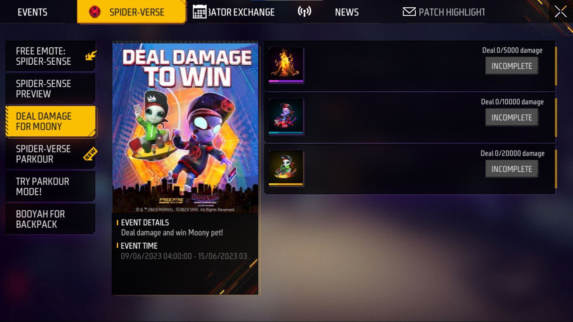 Deal Damage To Win इवेंट (Image via Garena)