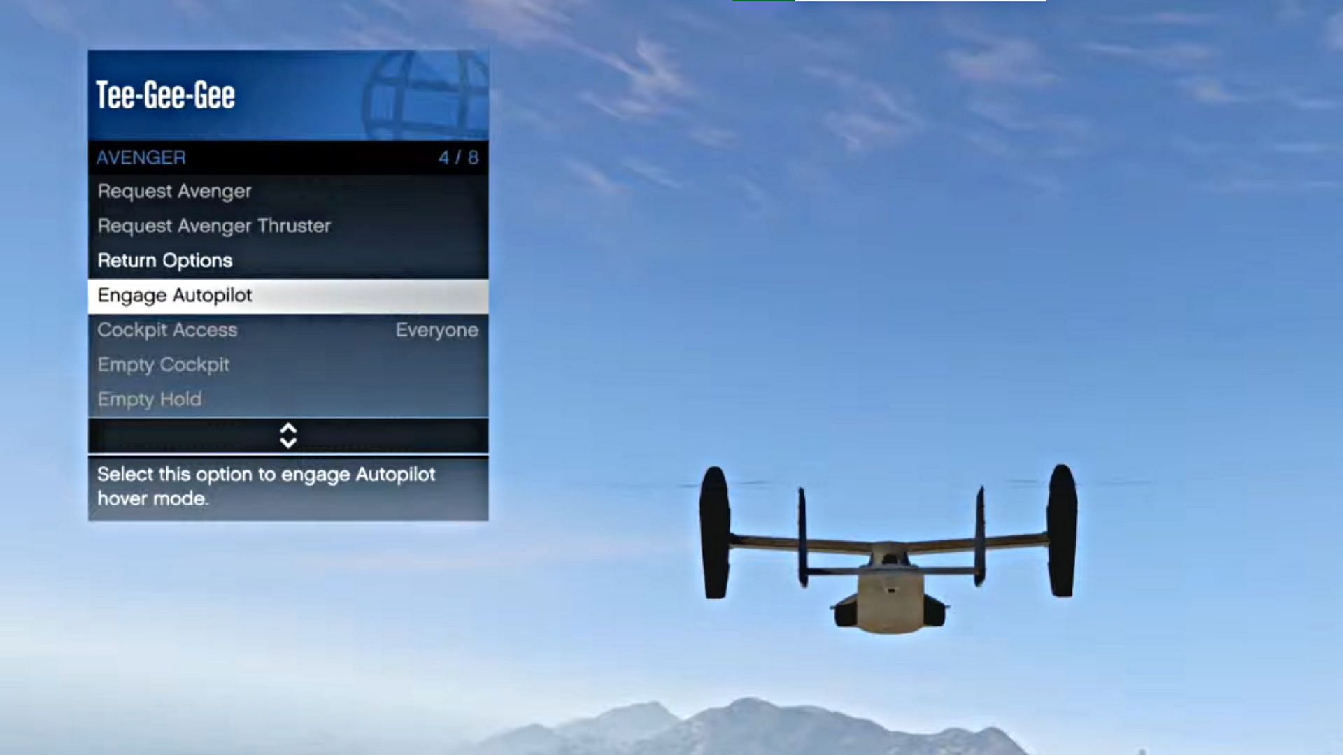 Autopilot option in the Interaction Menu (Image via YouTube/TGG)