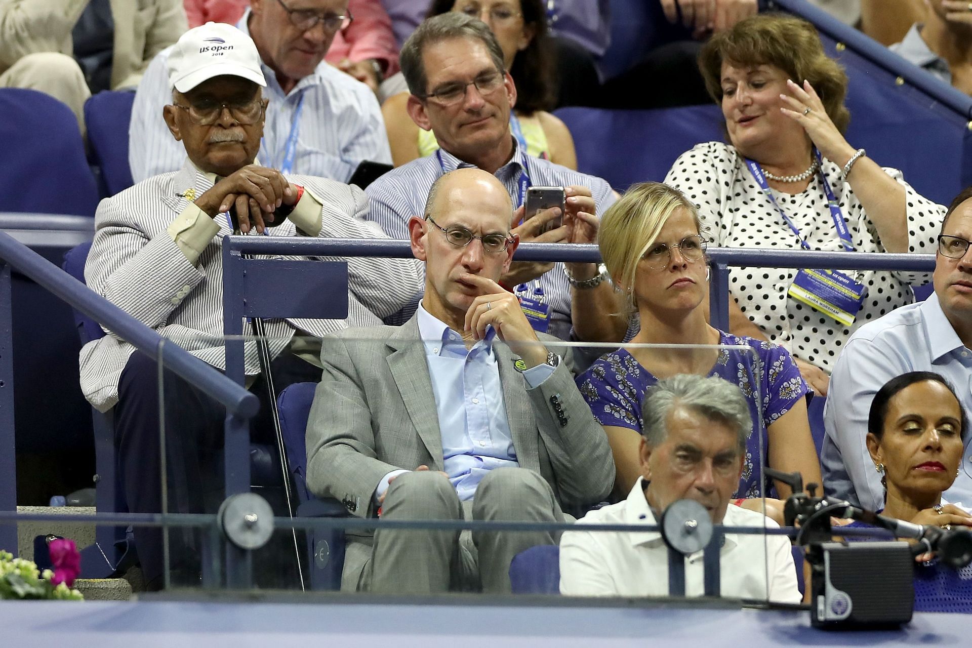 Adam Silver with his wife Maggie Grise at the 2018 US Open