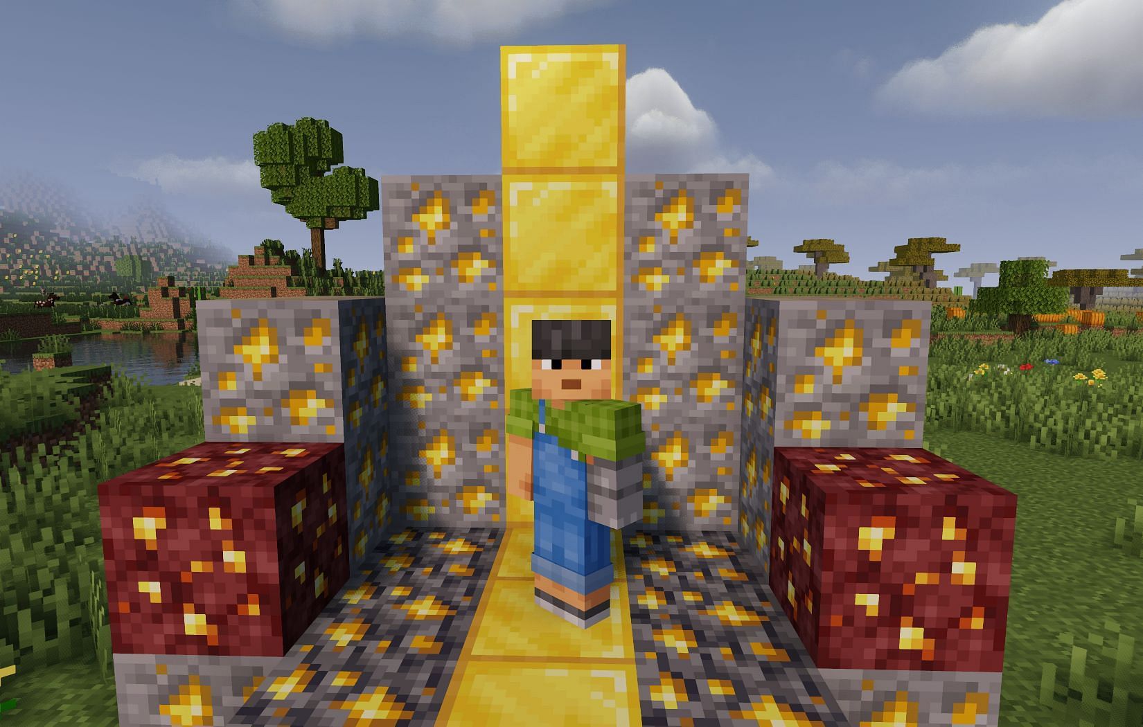 Best levels to find gold in Minecraft (Image via Mojang)