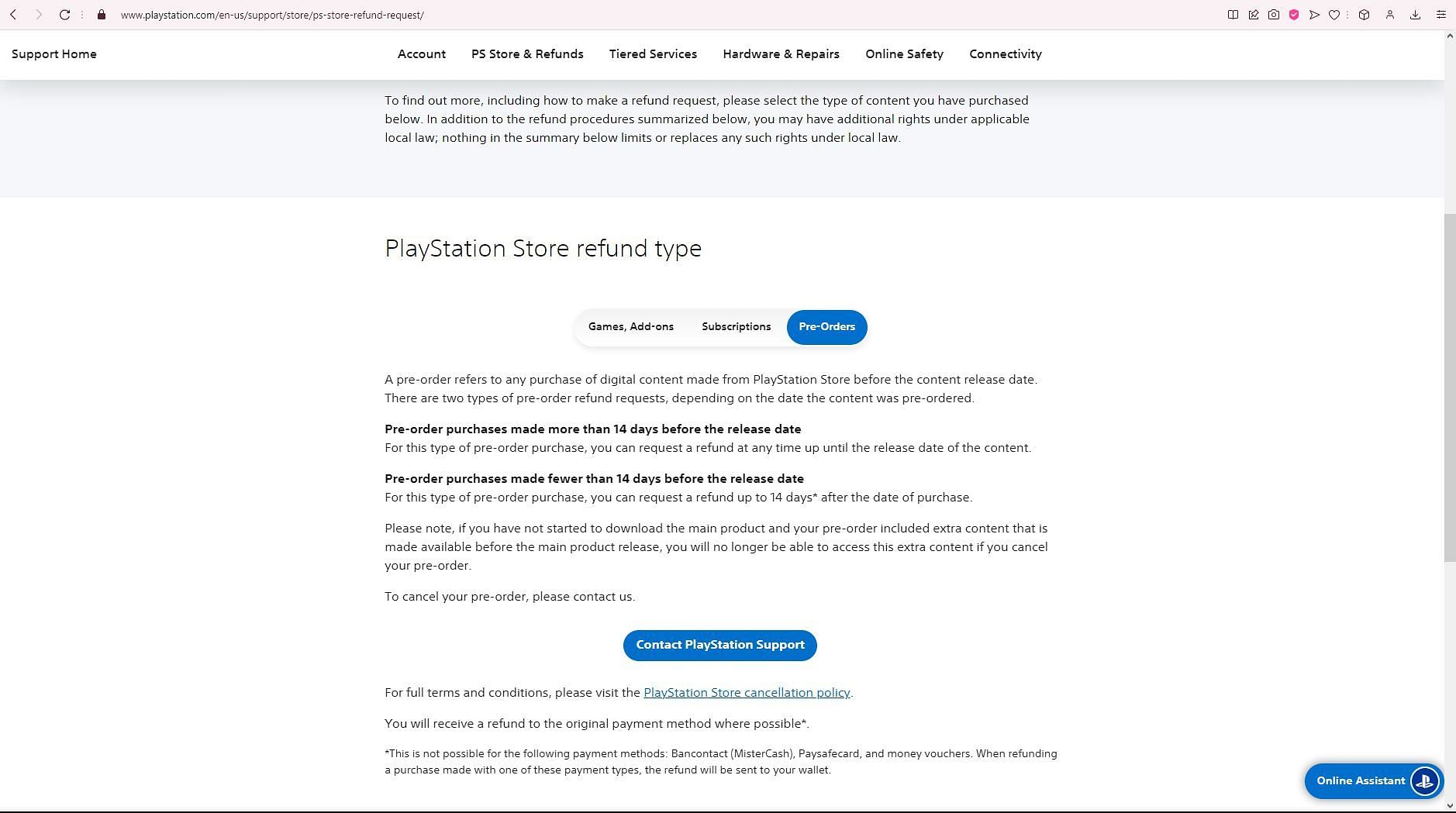 PS Store & Refunds