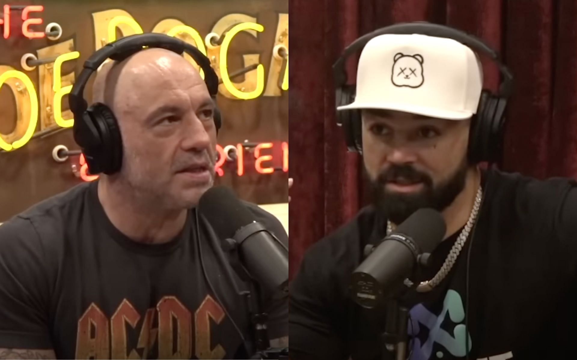 Joe Rogan (left) and Mike Perry (right). [via YouTube PowerfulJRE]