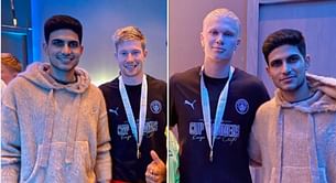 [Picture] Shubman Gill poses with Manchester City’s Kevin De Bruyne and Erling Haaland