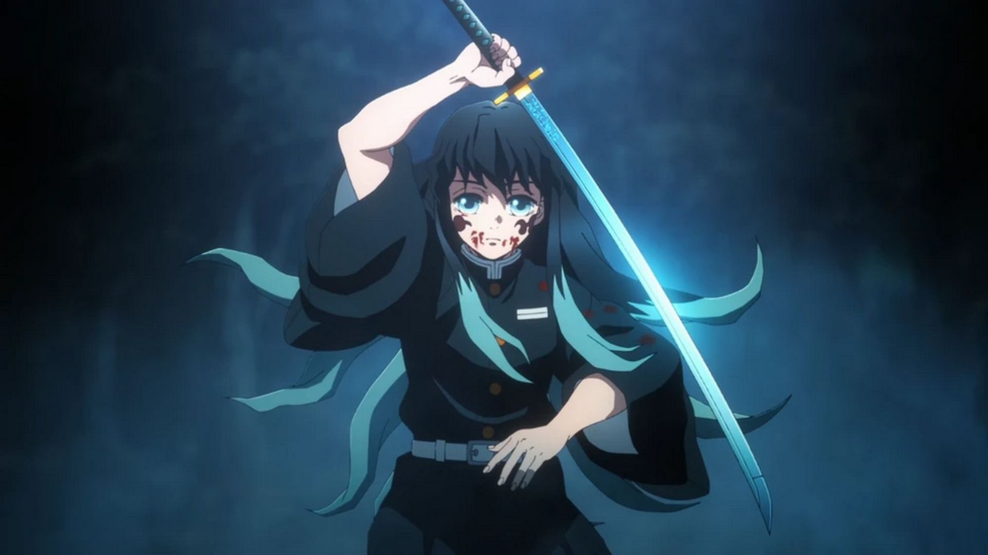 Muichiro&#039;s first sword (Image via Ufotable)