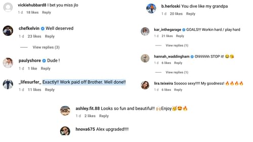 Fan comments on Alex Rodriguez's IG post.