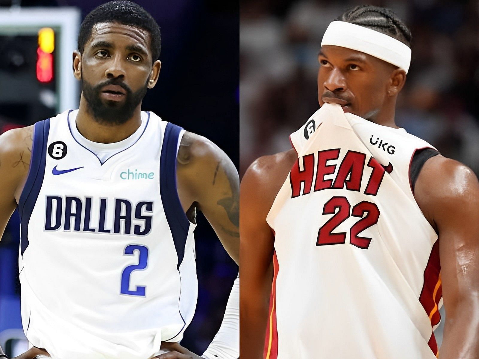 Dallas Mavericks star point guard Kyrie Irving and Miami Heat superstar forward Jimmy Butler