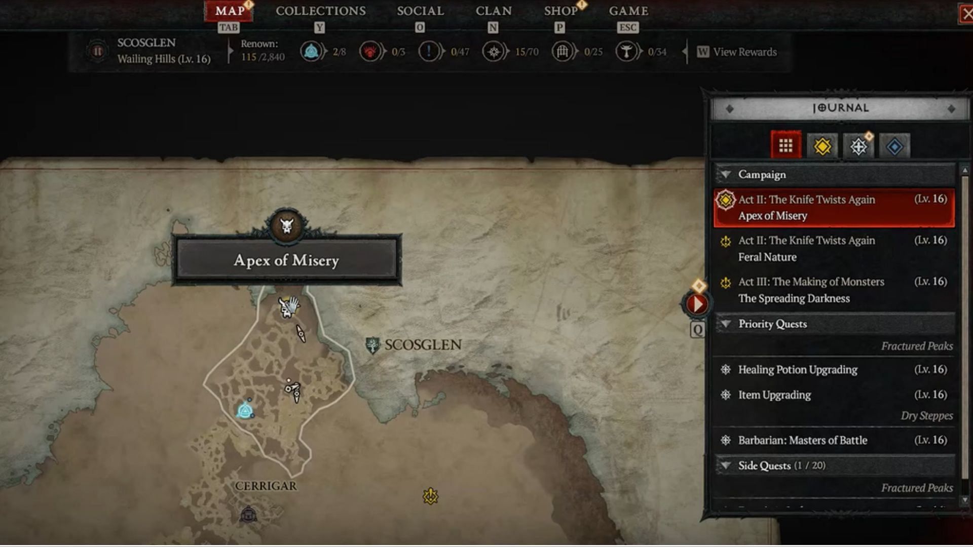 The Apex of Misery quest in Diablo 4 (Image via Blizzard Entertainment)