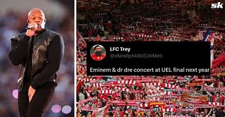"Eminem and Dr Dre concert at the UEL final next year" - Fans react hilariously as Liverpool star spotted alongside producer Dr. Dre