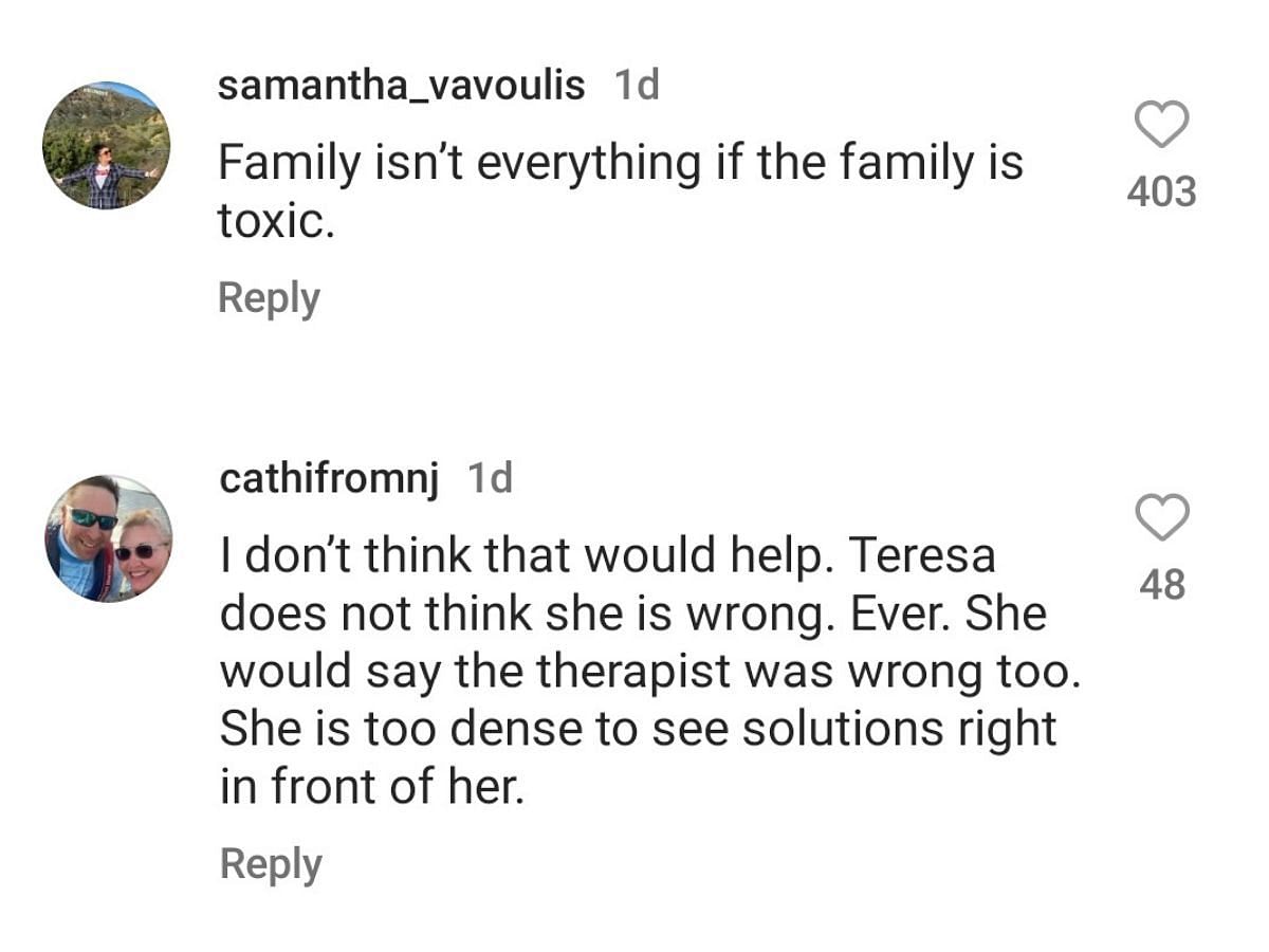 Fans reacted to Bethenny Frankel&#039;s perspective on Teresa Giudice and Joe Gorga&#039;s feud (Image via Twitter)