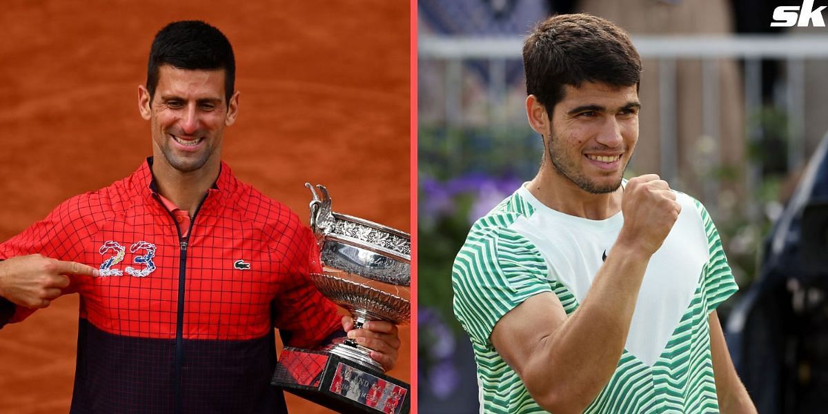 Novak Djokovic (L) and Carlos Alcaraz