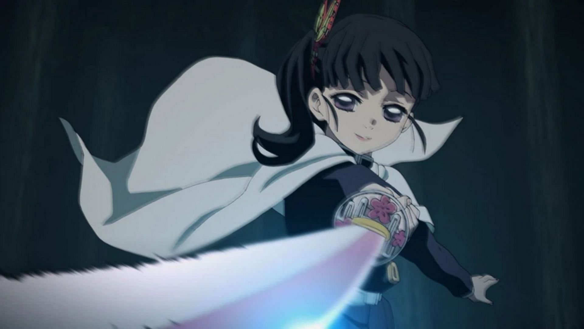 Kanao and her sword, mid-attack on Nezuko (Image via Ufotable)