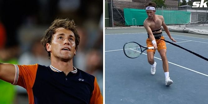 WATCH: Casper Ruud's unusual grass court preparation with a practice session on hard court