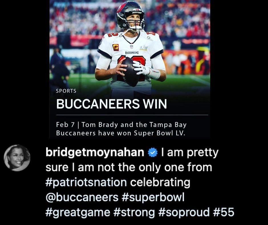 Monyahan and her IG post on the Buccaneers win over the Chiefs. Credit: @bridgetmoynahan (IG)