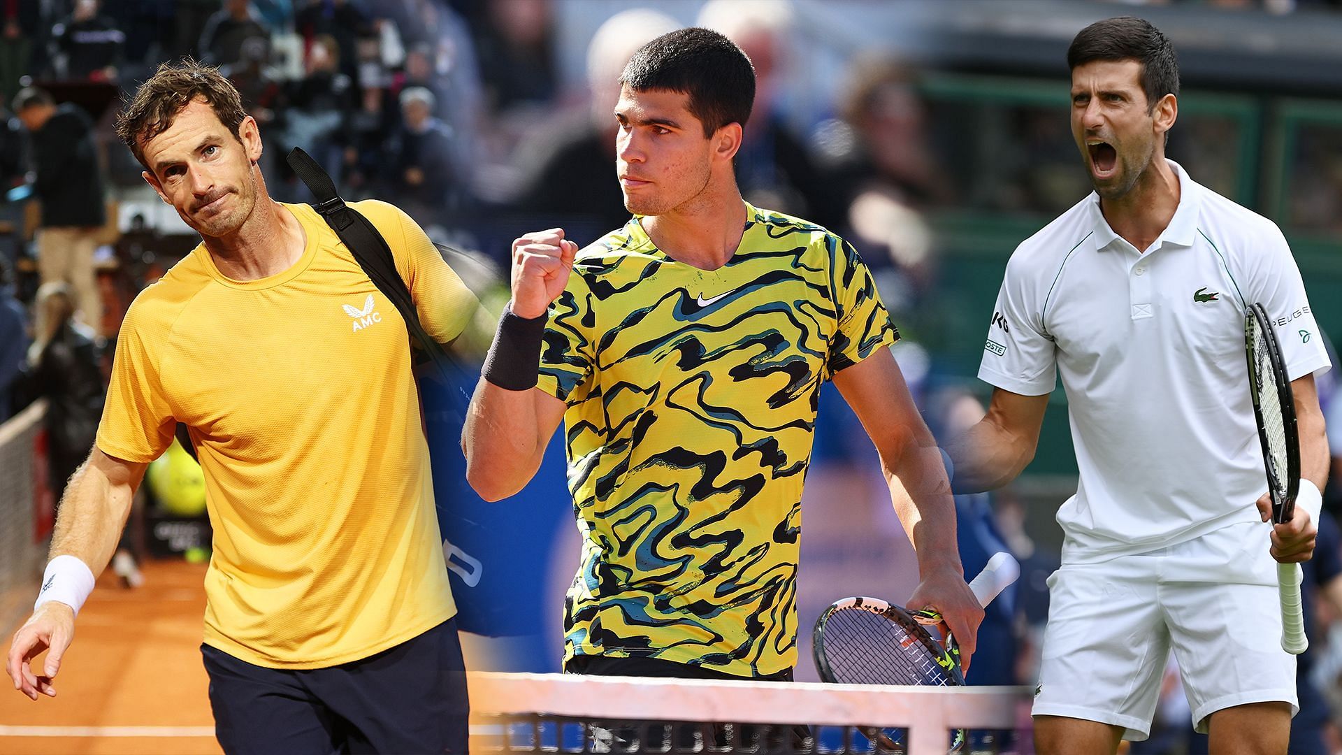 Andy Murray, Carlos Alcaraz, and Novak Djokovic