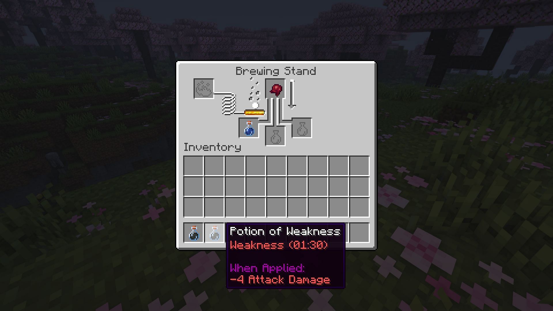 Brewing recipe of the potion of weakness in Minecraft (Image via Mojang)