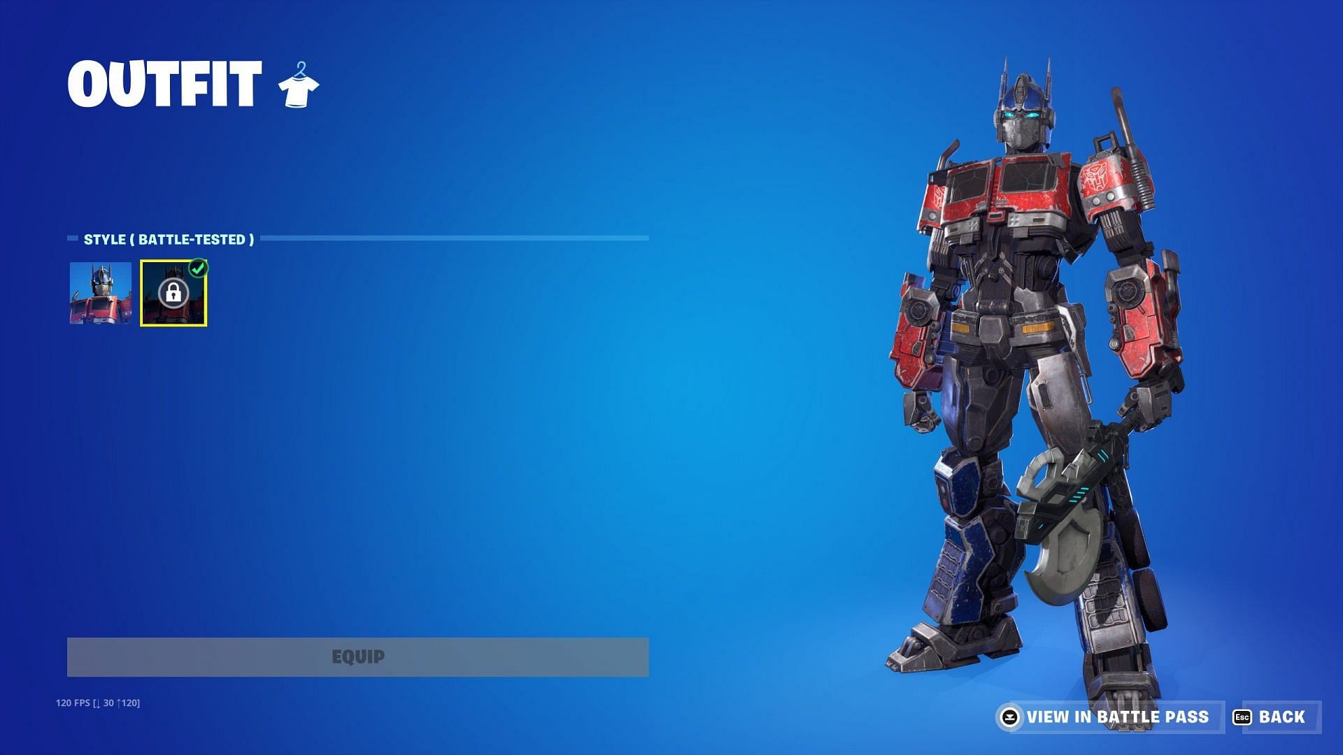 Optimus Prime has two different styles in the Battle Pass (Image via Epic Games)