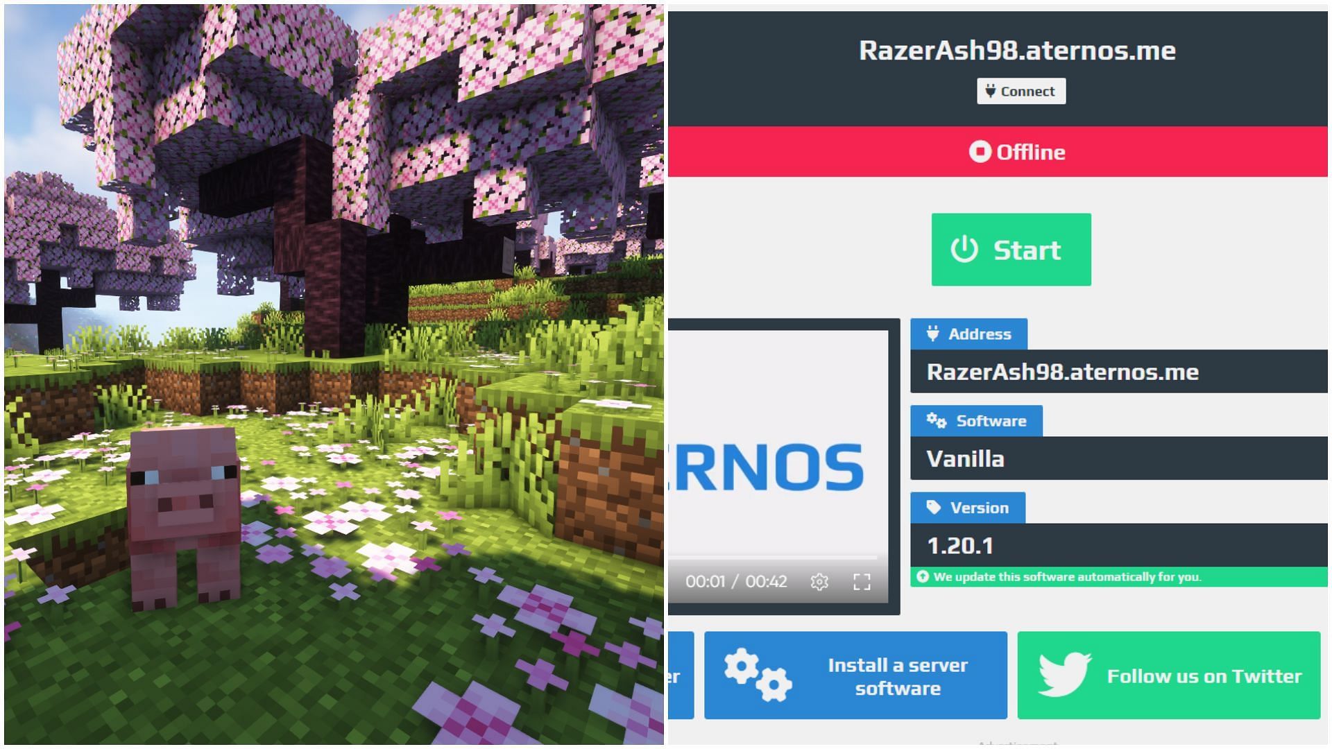Minecraft 1.20 free server can easily be made with the help of aternos (Image via Sportskeeda)