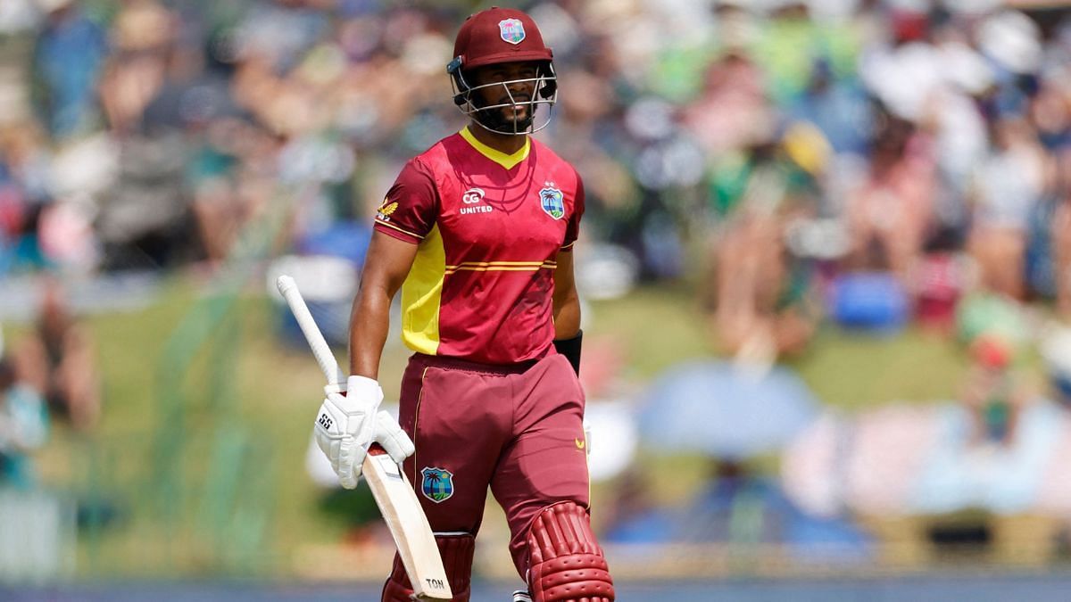 Shai Hope in action against UAE in second ODI, Courtesy: Twitter/Windies Cricket