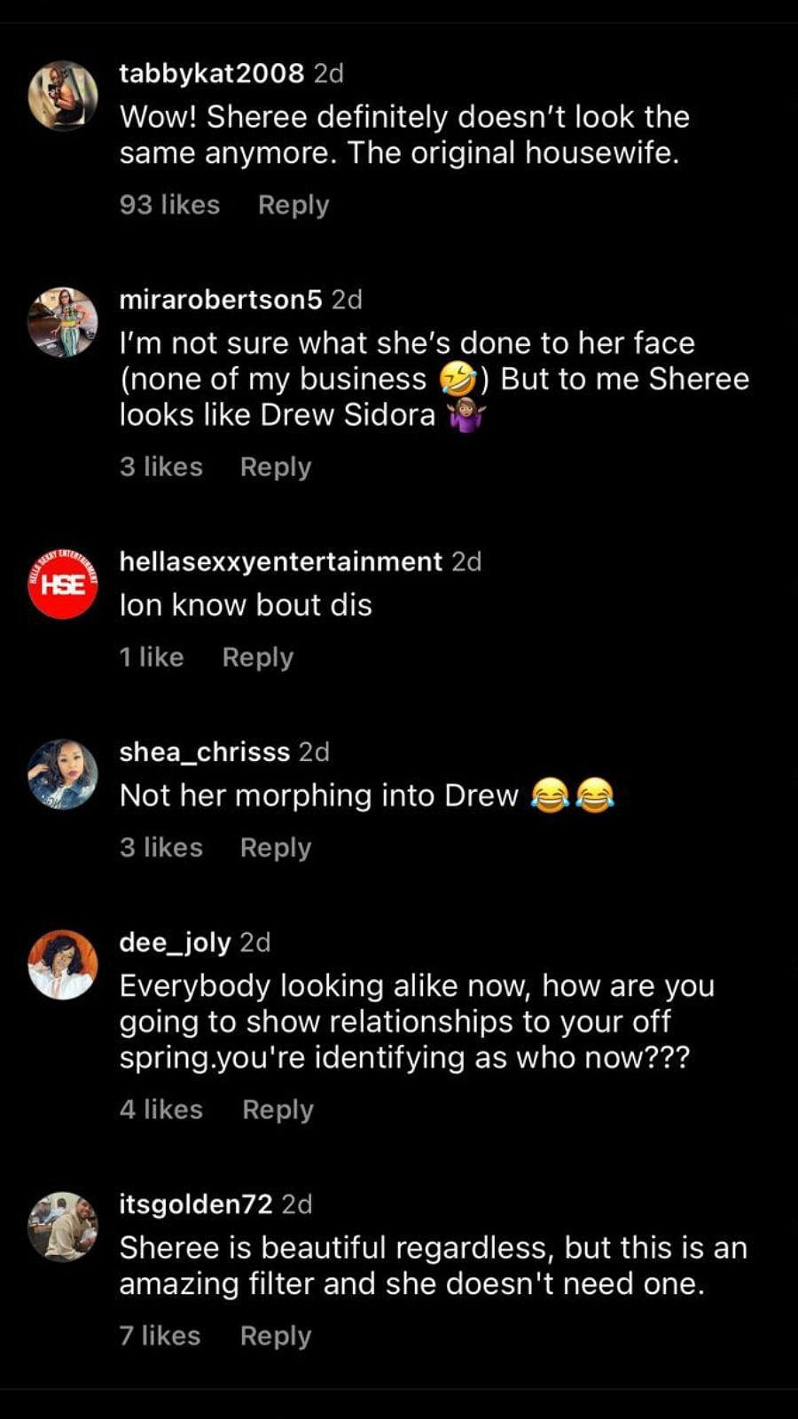 Fans react to Sheree looking like Drew in her new picture (Image via Instagram/@shereewhitfield)