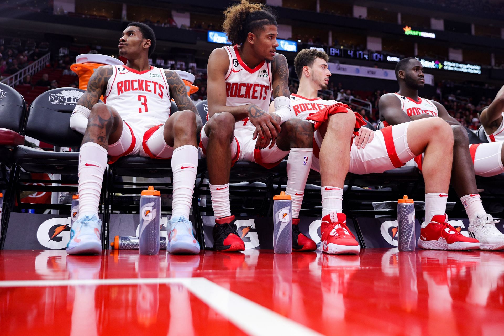 Kevin Porter Jr., Jalen Green and Alperen Sengun of the Houston Rockets