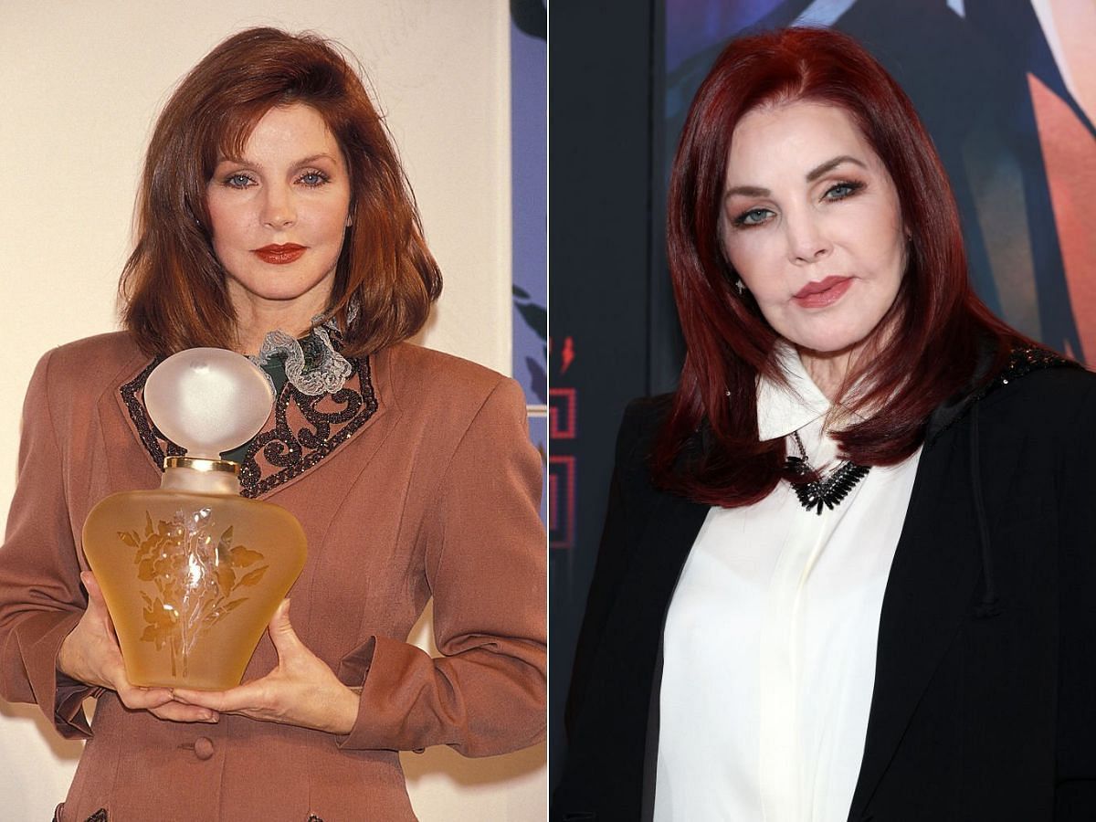 Stills of Priscilla Presley before (left) and after (right) plastic surgery (Images Via Getty Images)