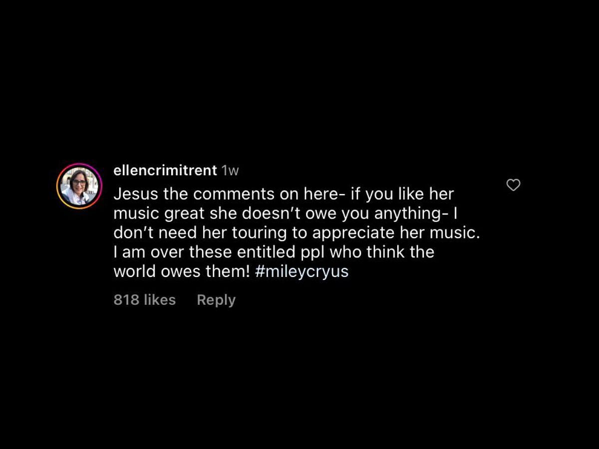 Miley&#039;s fans come forward in support (Image via Instagram/ @mileycyrus)