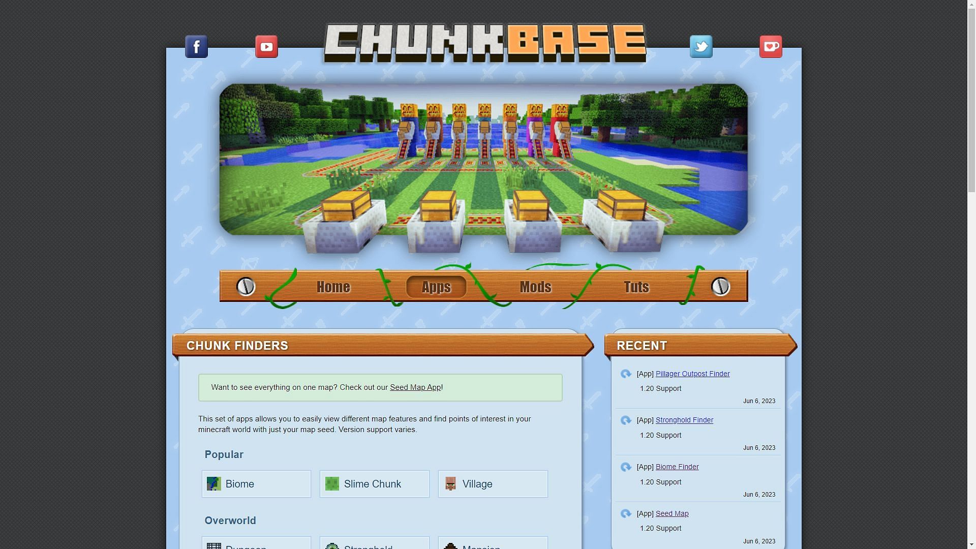 Chunk base is a website that shows all the details about a Minecraft 1.20 seed and what it contains (Image via Sportskeeda)