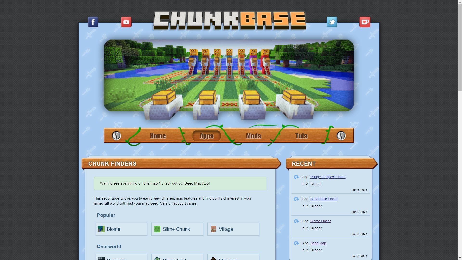 Chunk base is a website that shows all the details about a Minecraft 1.20 seed and what it contains (Image via Sportskeeda)