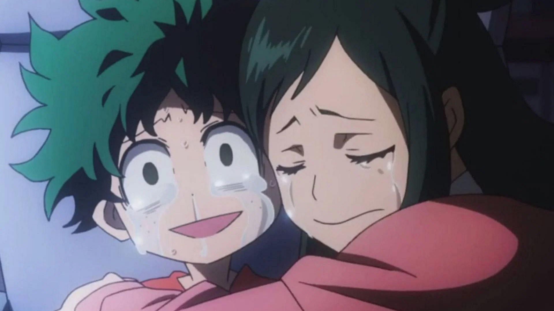 Izuku and Inko Midoriya as seen in the MHA anime (Image via BONES)