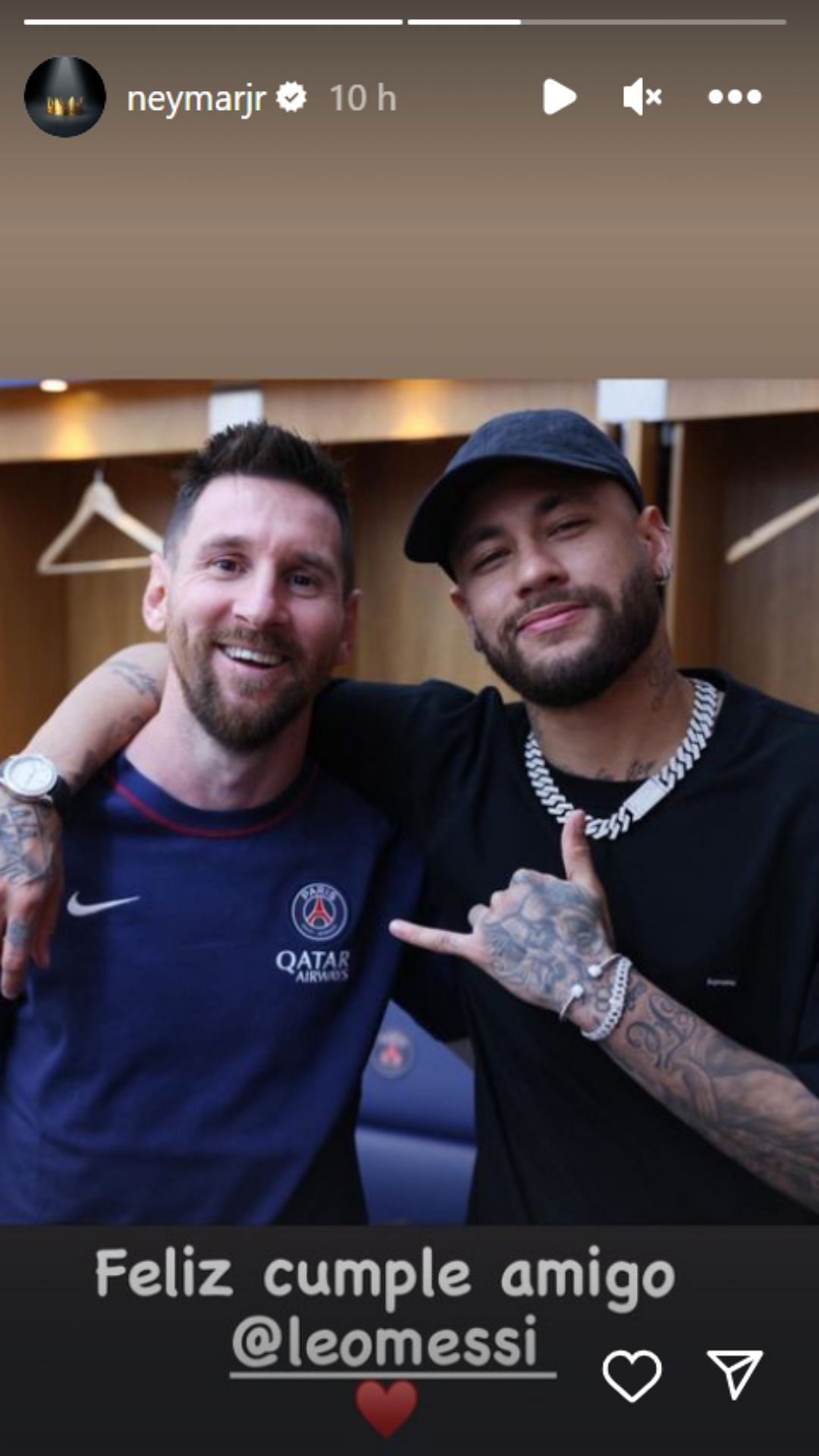 Neymar wished Lionel Messi a happy birthday