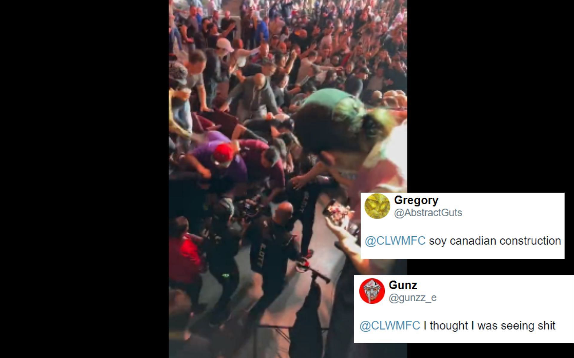 Fans react to UFC 289 rail collapse