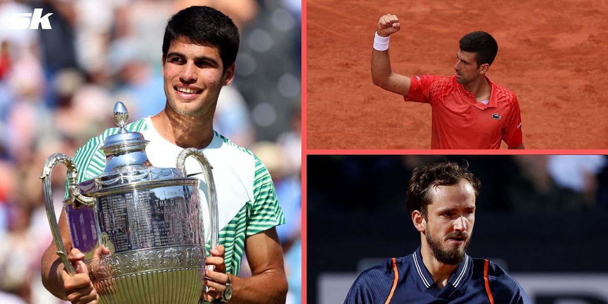 Carlos Alcaraz, Novak Djokovic and Daniil Medvedev are the top three men