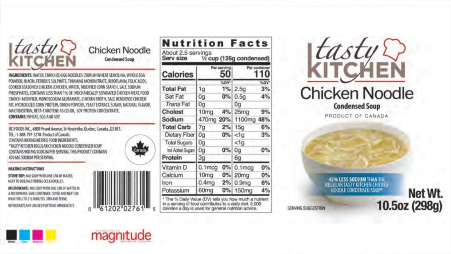 One of the recalled BCI Foods Chicken Noodle Soups may pose unknown health risks to consumers (Image via FSIS)