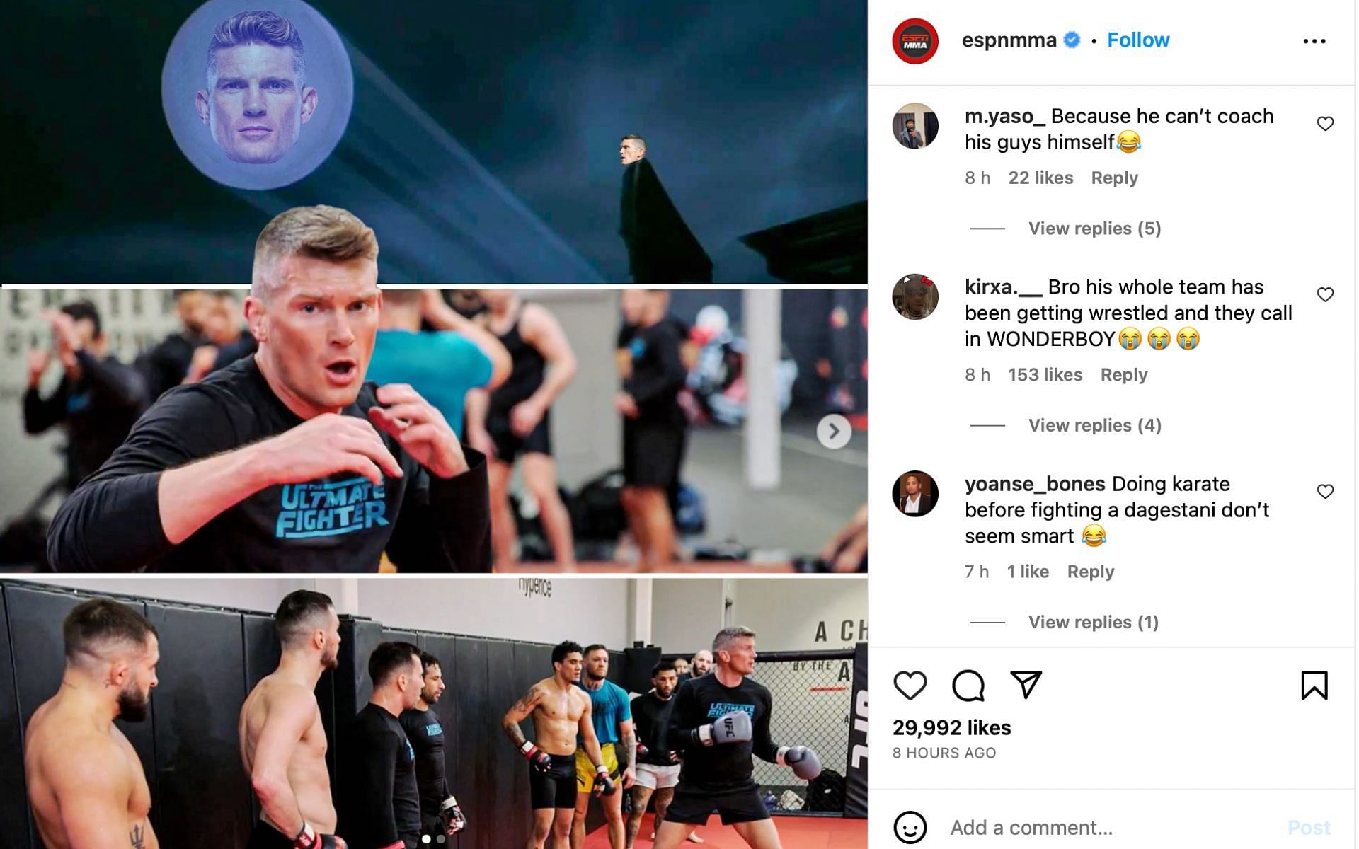 Fan responses to Conor McGregor bringing in Stephen Thompson [Image courtesy: @espnmma (Instagram)]